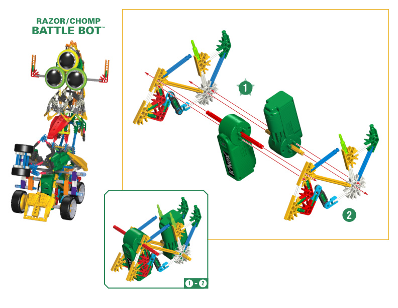 Collect and Build Moto Bots 1 Razor and Chomp COMBO Battlebot 12152 12154