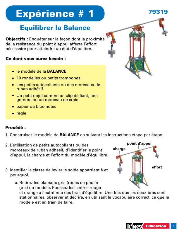 Education STEM Explorations Levers and Pulleys Experiment 1 French 79319