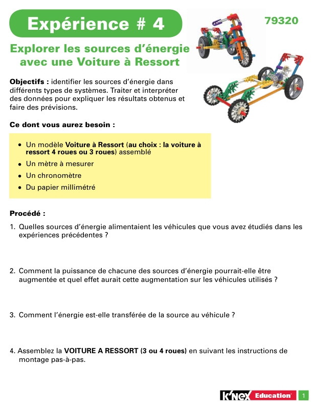 Education STEM Explorations Vehicles Experiement 4 French 79320