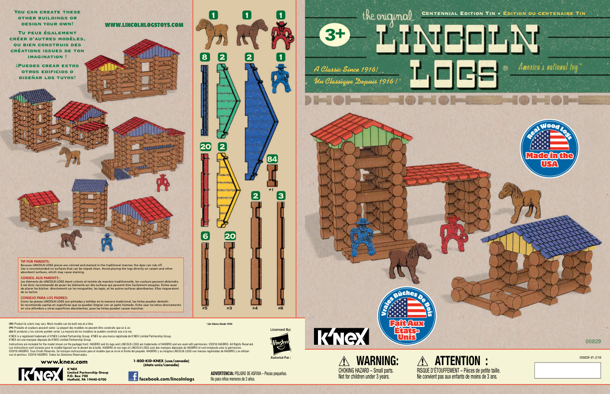 Lincoln Logs Centennial Edition Tin 00829