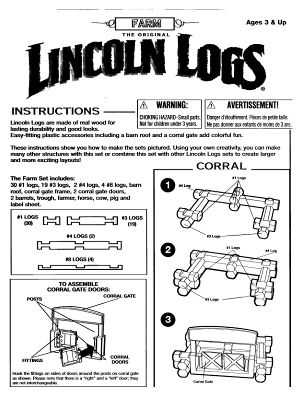 Lincoln Logs Knotty Pine Farm 00996