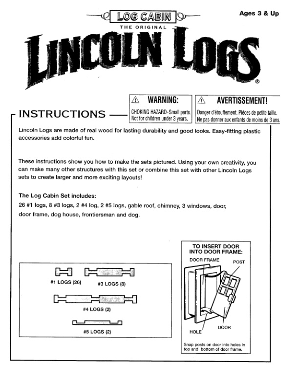 Lincoln Logs Lonesome Pine Cabin 00993