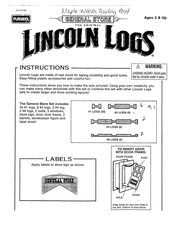 Lincoln Logs Maple Woods Trading Post 00992