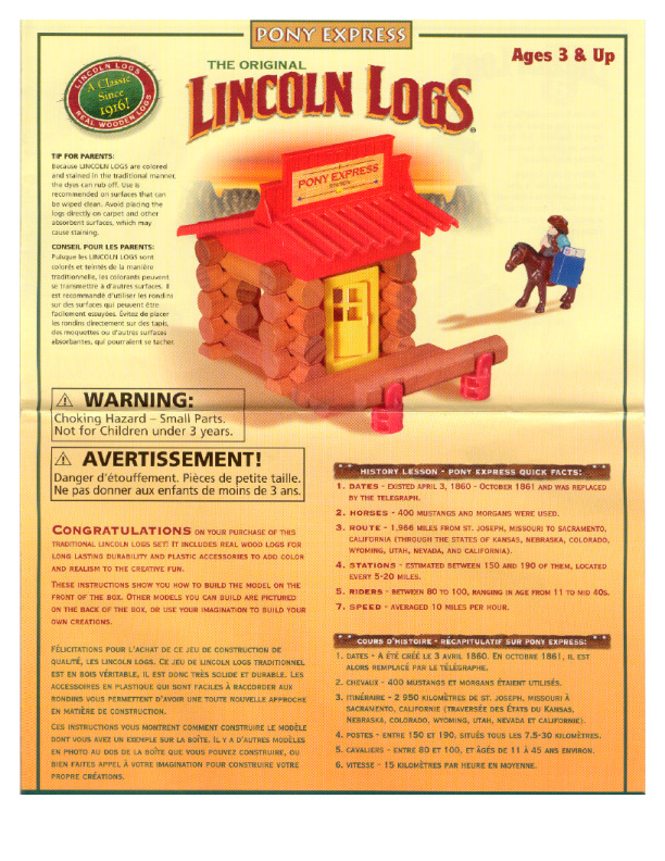 Lincoln Logs Pony Express 00987