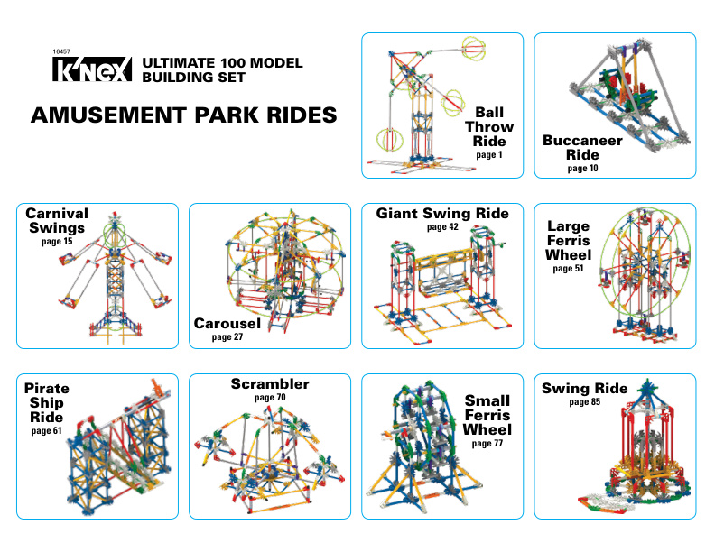 Ultimate 100 Model Building Set Web Models Amusement Park Rides 16457